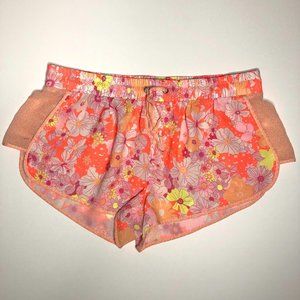 Victoria's Secret Pink and Neon Orange Floral Pijama Shorts Women's M